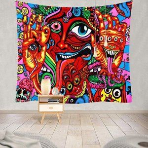 Multicolor Trippy Fantasy Eyes Tapestey Wall Art